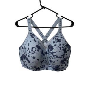 Under Armour Womens Sports Bra 2X Blue & White Abstract Print Racerback